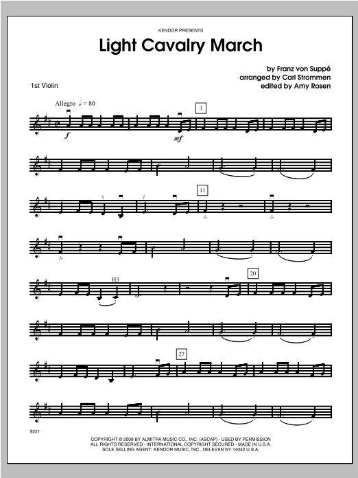 Light Cavalry March - Violin 1 (Orchestra) von Strommen