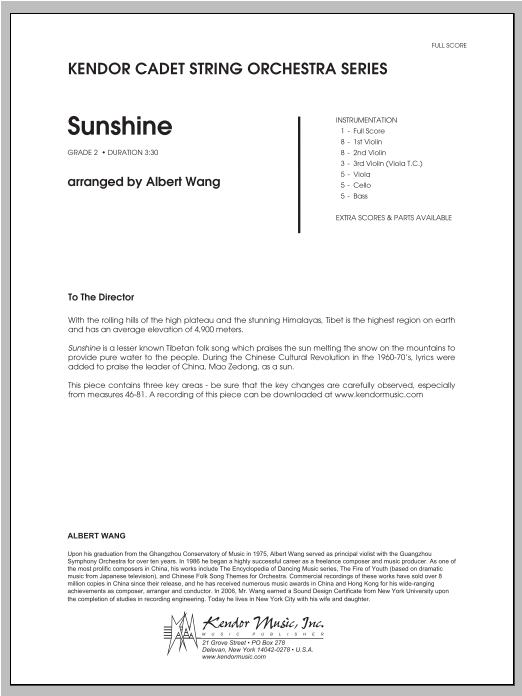 Sunshine - Full Score (Orchestra) von Wang