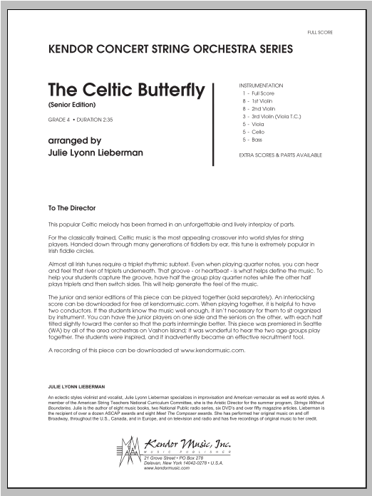 Celtic Butterfly, The (Senior Edition) - Full Score (Orchestra) von Julie Lyonn Lieberman