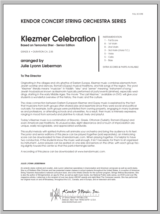 Klezmer Celebration (based on Ternovka Sher) (Senior Edition) - Full Score (Orchestra) von Julie Lyonn Lieberman