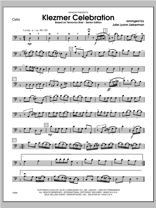 Klezmer Celebration (based on Ternovka Sher) (Senior Edition) - Cello (Orchestra) von Julie Lyonn Lieberman