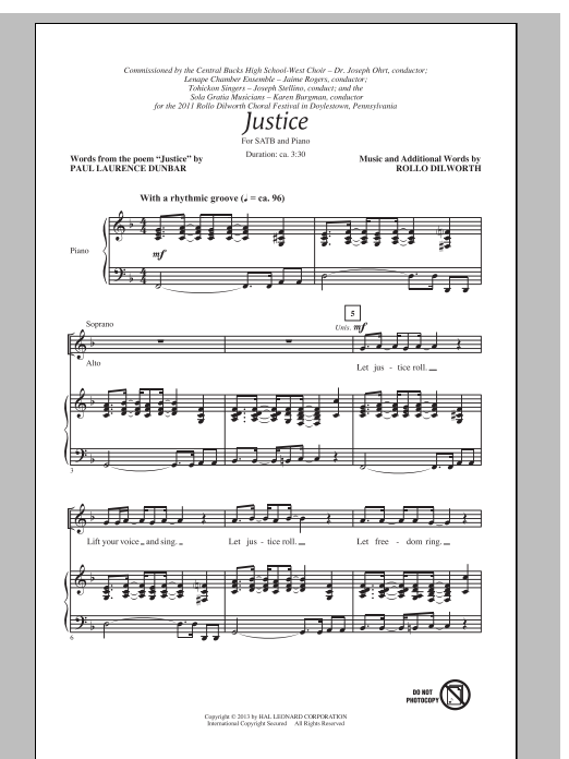 Justice (SATB Choir) von Rollo Dilworth