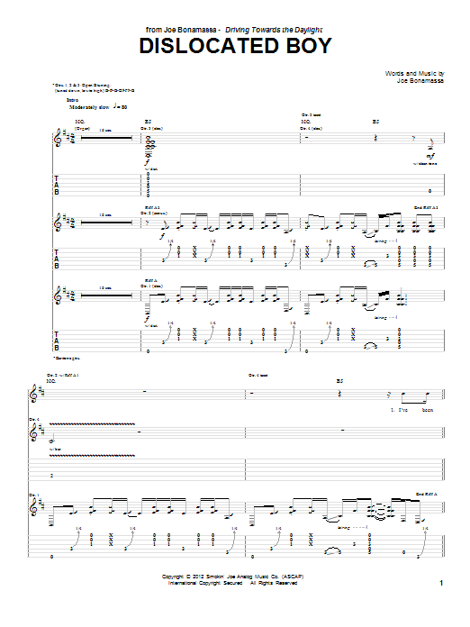 Dislocated Boy (Guitar Tab) von Joe Bonamassa