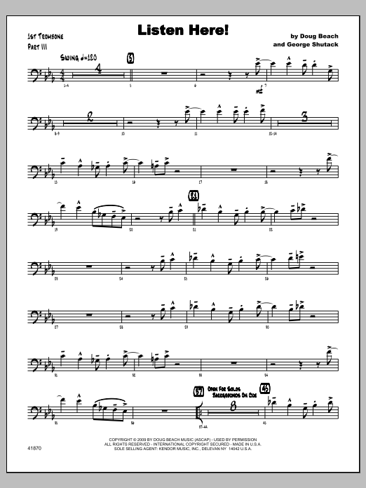 Listen Here! - Trombone 1 (Jazz Ensemble) von Beach, Shutack