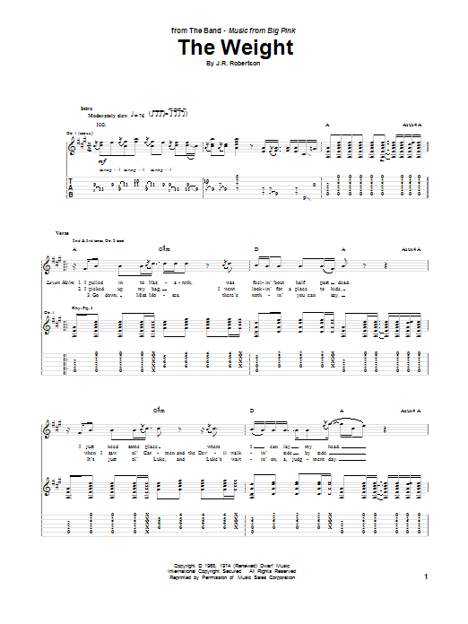 The Weight (Guitar Tab) von The Band