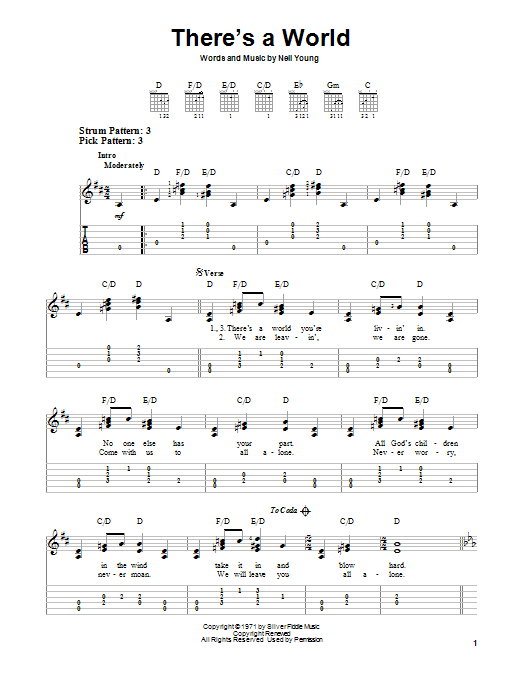 There's A World (Easy Guitar Tab) von Neil Young