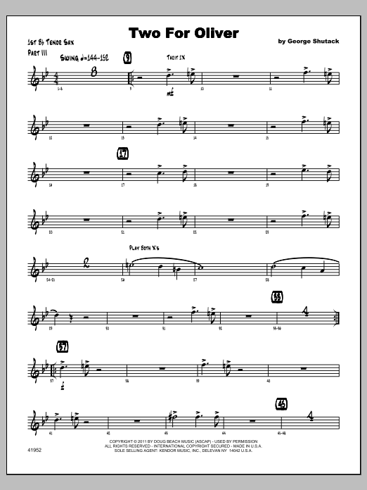 Two For Oliver - Tenor Sax 1 (Jazz Ensemble) von Shutack