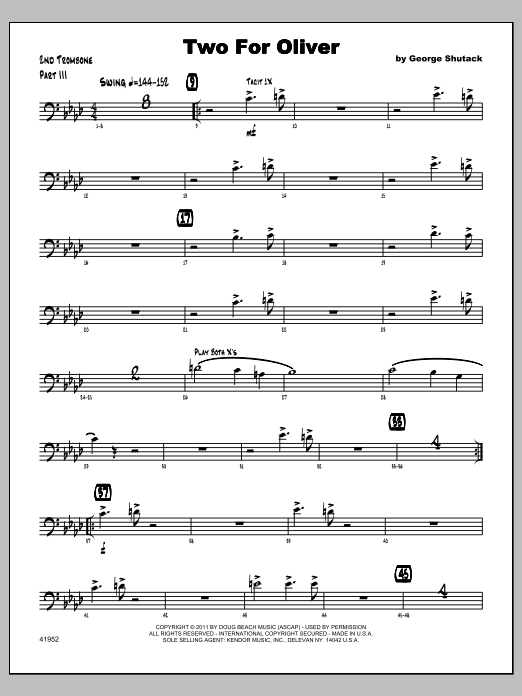 Two For Oliver - Trombone 2 (Jazz Ensemble) von Shutack