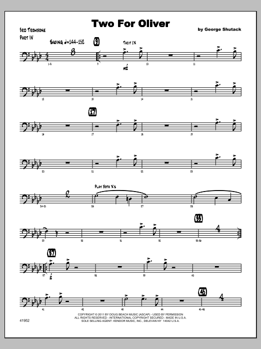 Two For Oliver - Trombone 3 (Jazz Ensemble) von Shutack