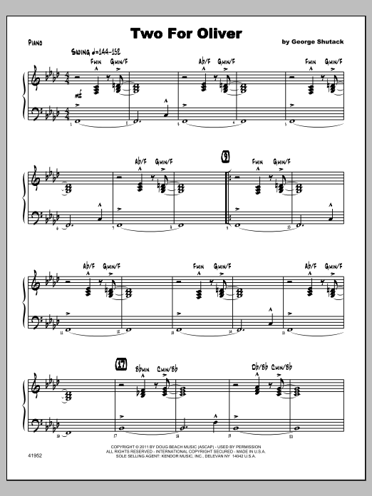 Two For Oliver - Piano (Jazz Ensemble) von Shutack