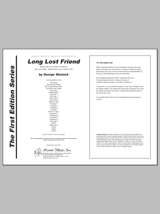 Long Lost Friend - Full Score (Jazz Ensemble) von Shutack