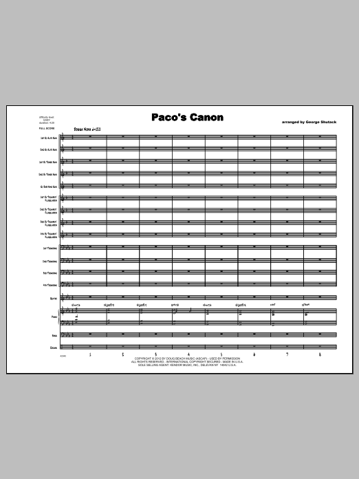 Paco's Canon - Full Score (Jazz Ensemble) von Shutack