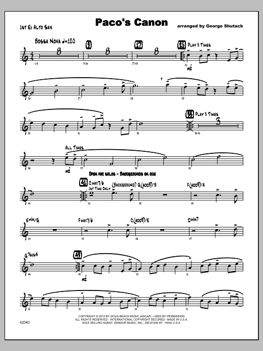 Paco's Canon - Alto Sax 1 (Jazz Ensemble) von Shutack