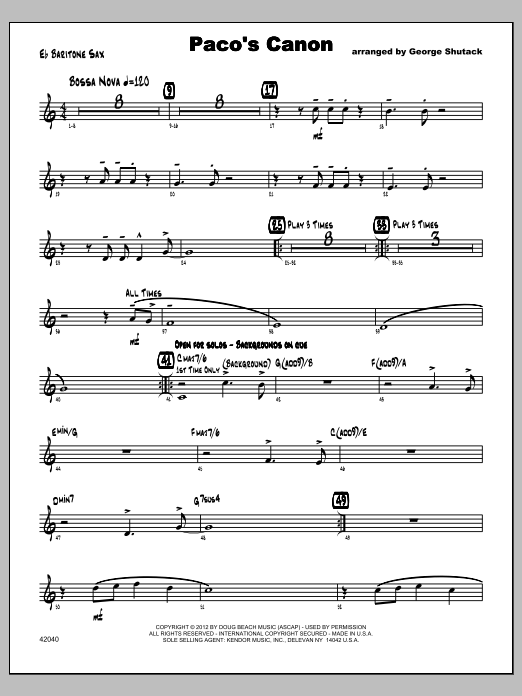 Paco's Canon - Baritone Sax (Jazz Ensemble) von Shutack