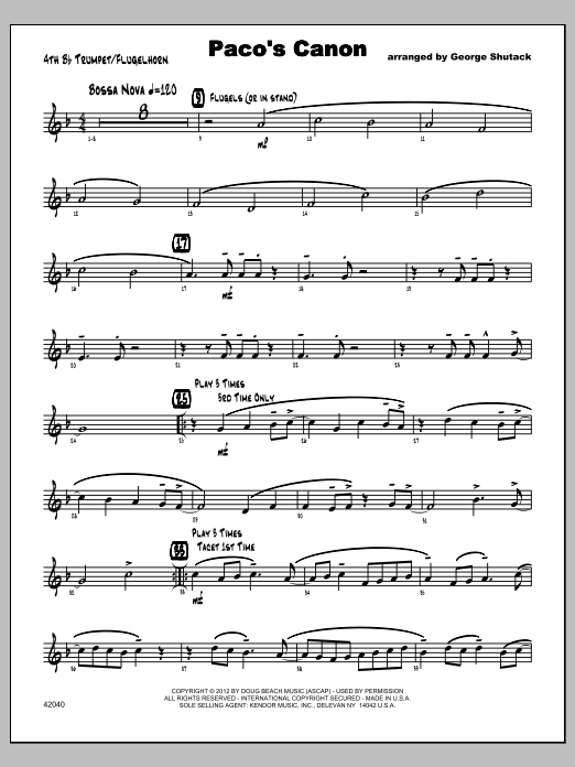Paco's Canon - Trumpet 4 (Jazz Ensemble) von Shutack