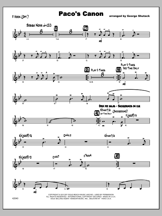 Paco's Canon - Horn (Jazz Ensemble) von Shutack