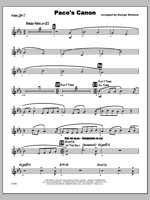 Paco's Canon - Vibraphone (Jazz Ensemble) von Shutack