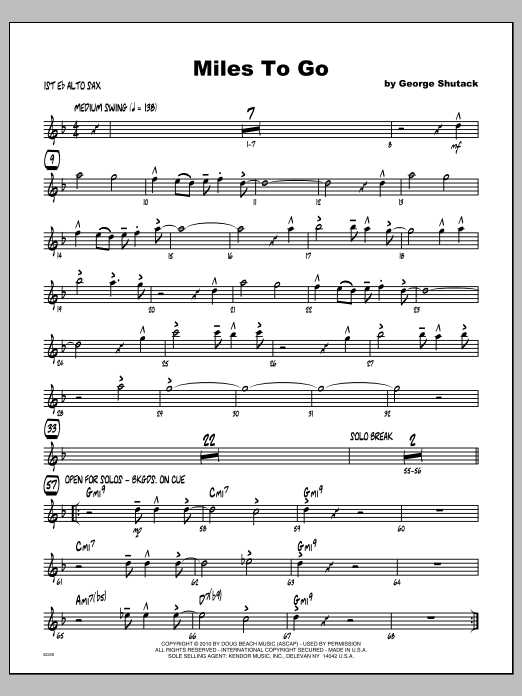 Miles To Go - Alto Sax 1 (Jazz Ensemble) von Shutack