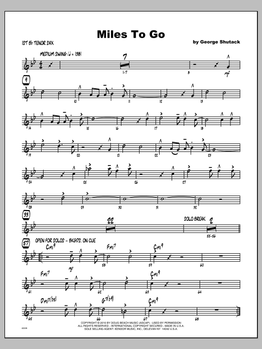 Miles To Go - Tenor Sax 1 (Jazz Ensemble) von Shutack