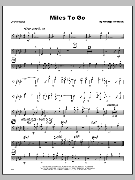 Miles To Go - Trombone 4 (Jazz Ensemble) von Shutack