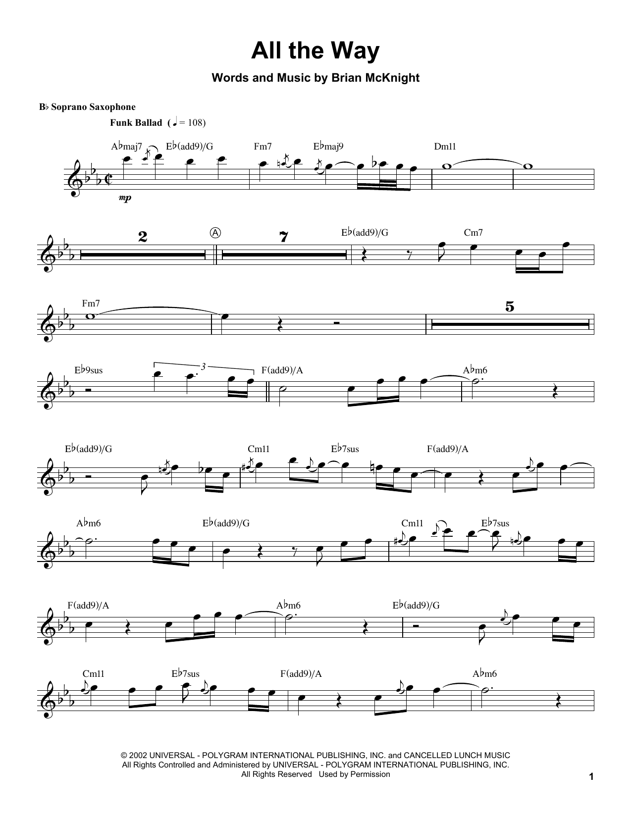 All The Way (Soprano Sax Transcription) von Kenny G