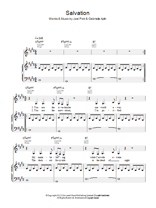Salvation (Piano, Vocal & Guitar Chords) von Gabrielle Aplin
