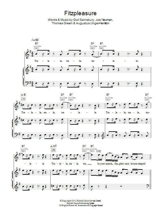 Fitzpleasure (Piano, Vocal & Guitar Chords) von Alt-J