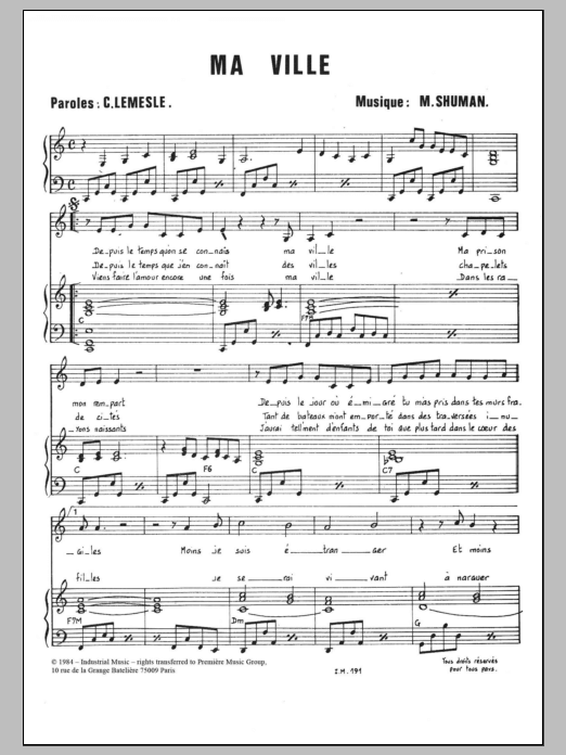 Ma Ville (Piano & Vocal) von Mort Shuman