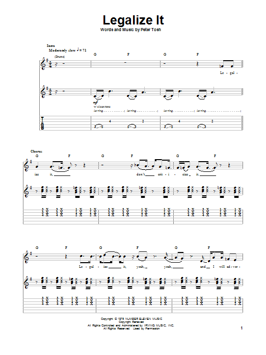 Legalize It (Guitar Tab (Single Guitar)) von Peter Tosh