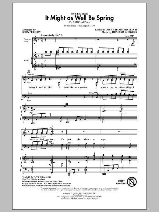 It Might As Well Be Spring (SATB Choir) von John Purifoy