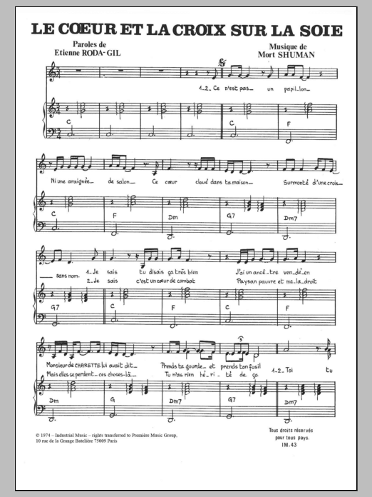 La Croix Et Le Coeur Sur La Soie (Piano & Vocal) von Mort Shuman