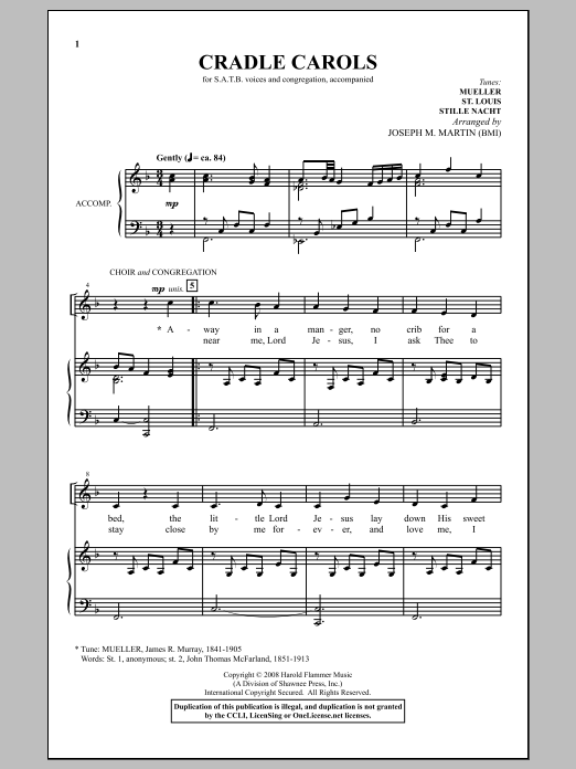 Cradle Carols (from Carols For Choir And Congregation) (SATB Choir) von Joseph Martin