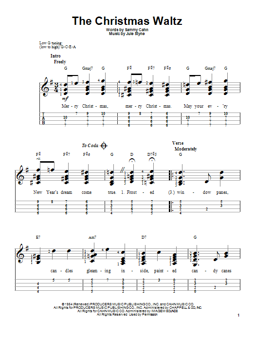 The Christmas Waltz (Easy Ukulele Tab) von Sammy Cahn