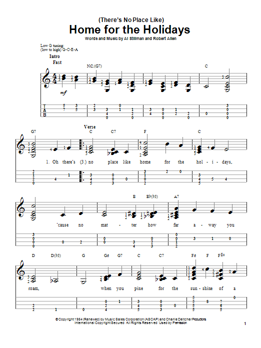 (There's No Place Like) Home For The Holidays (Easy Ukulele Tab) von Perry Como