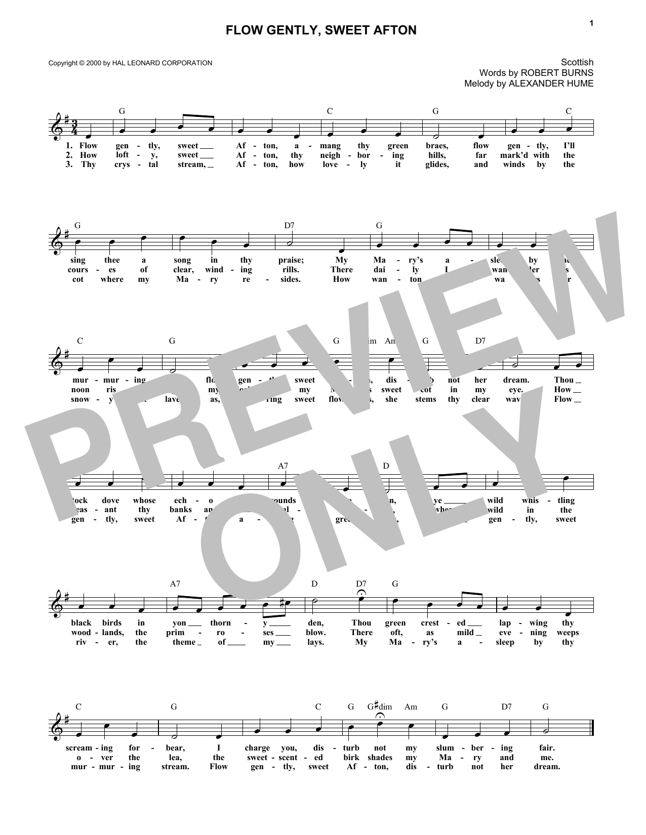 Flow Gently, Sweet Afton (Lead Sheet / Fake Book) von Robert Burns