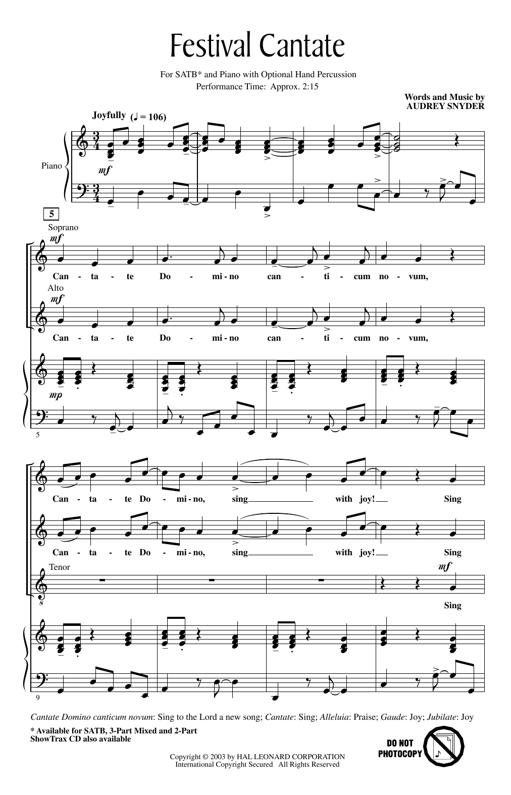 Festival Cantate (SATB Choir) von Audrey Snyder