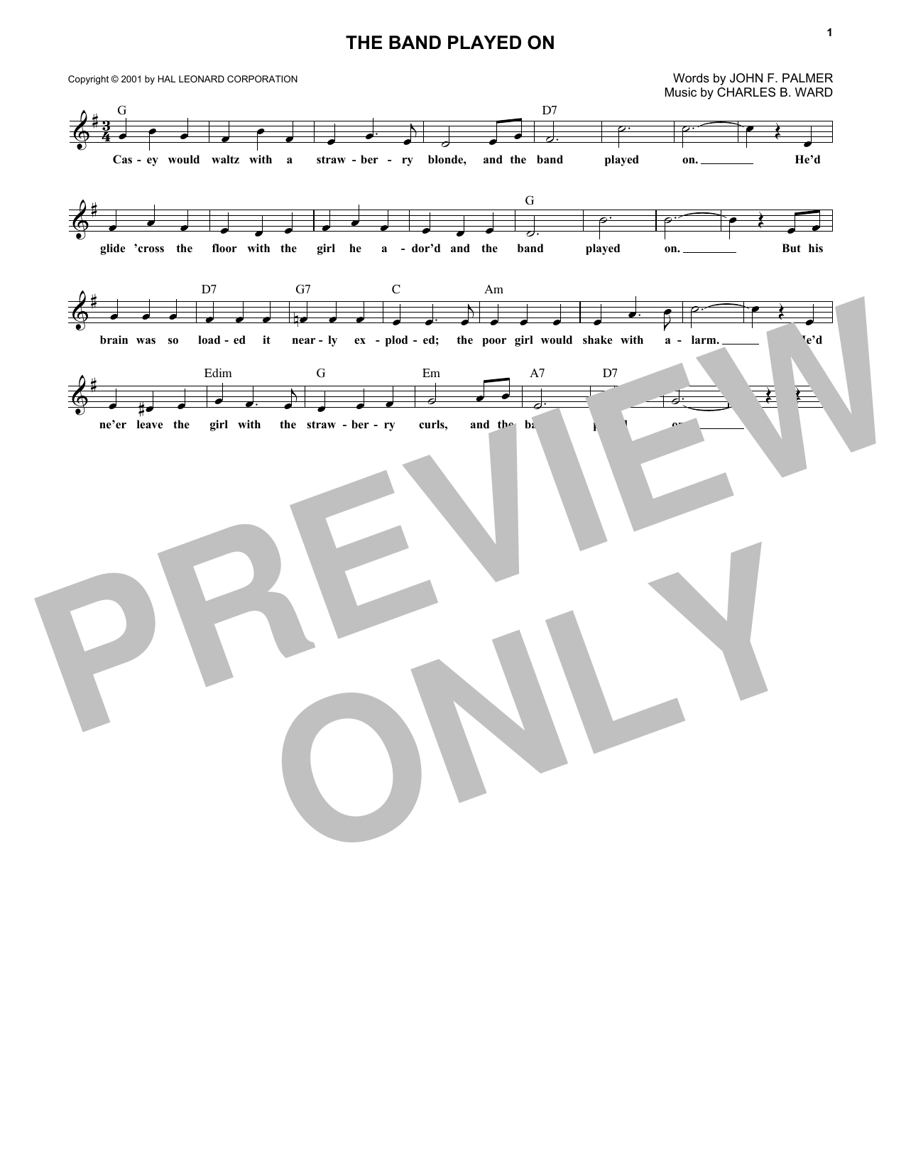 The Band Played On (Lead Sheet / Fake Book) von Charles B. Ward