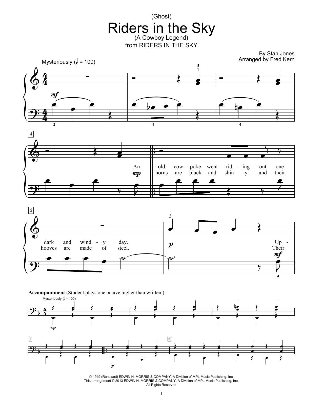 (Ghost) Riders In The Sky (A Cowboy Legend) (Educational Piano) von Fred Kern