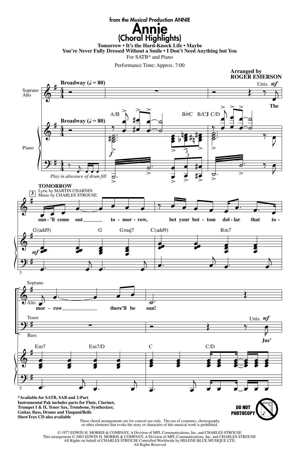 Annie (Choral Highlights) (arr. Roger Emerson) (SATB Choir) von Charles Strouse