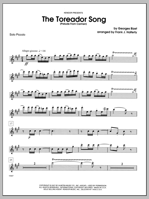 The Toreador Song (Prelude From Carmen) - Solo Piccolo (Woodwind Solo) von Halferty