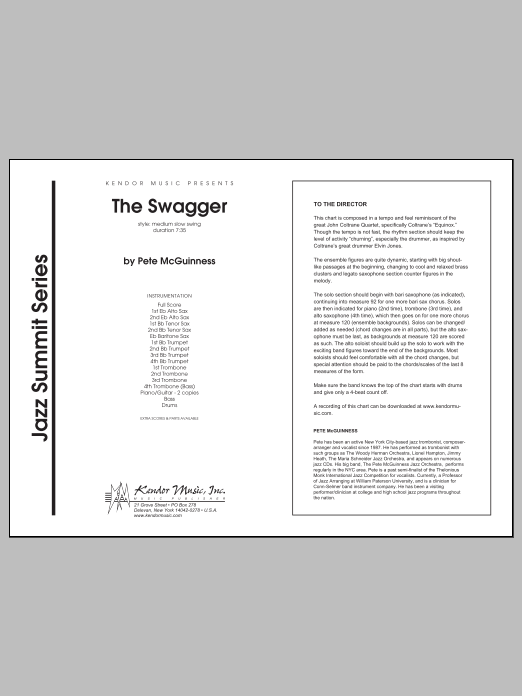 The Swagger - Full Score (Jazz Ensemble) von McGuinness