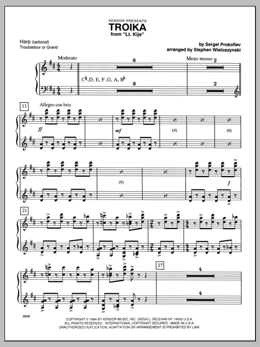 Troika (from Lt. Kije) - Harp (Orchestra) von Wieloszynski
