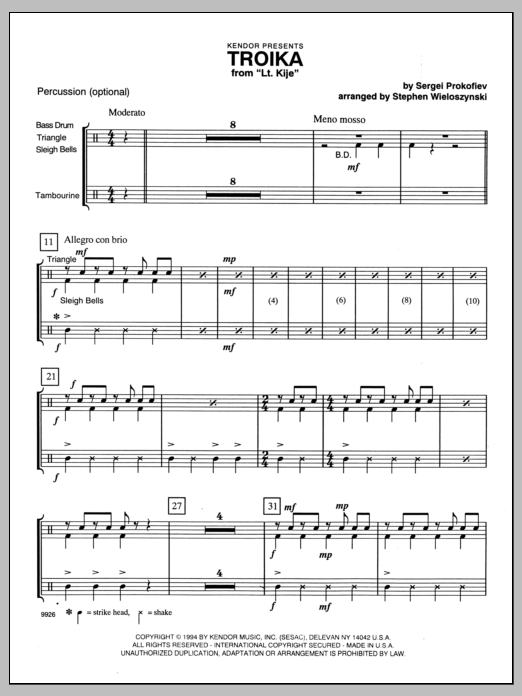 Troika (from Lt. Kije) - Aux Percussion (Orchestra) von Wieloszynski
