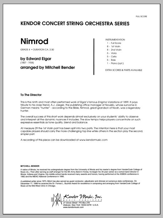 Nimrod - Full Score (Orchestra) von Bender