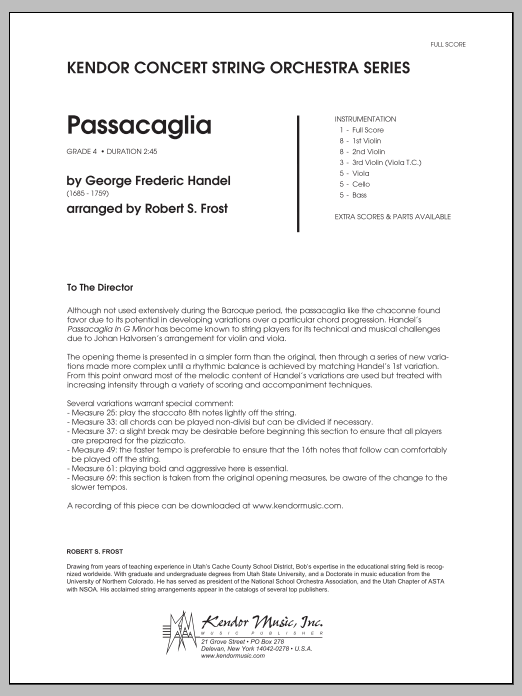 Passacaglia - Full Score (Orchestra) von Frost
