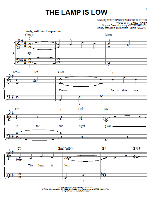 The Lamp Is Low (Easy Piano) von Peter De Rose