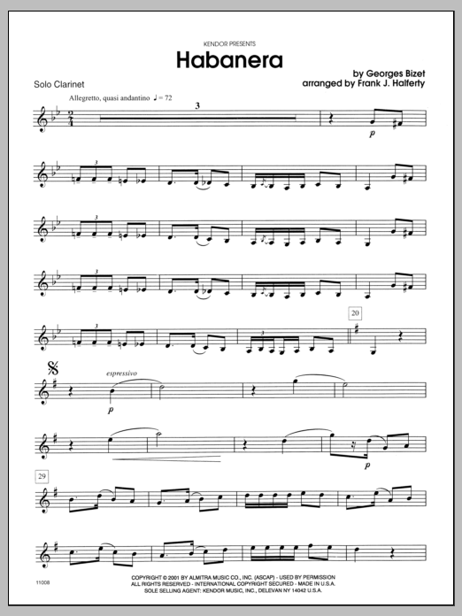 Habanera (from Carmen) - Clarinet (Woodwind Solo) von Halferty