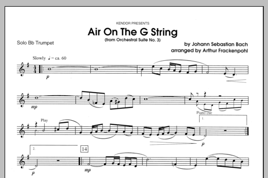 Air On The G String (from Orchestral Suite No. 3) - Trumpet (Brass Solo) von Arthur Frackenpohl