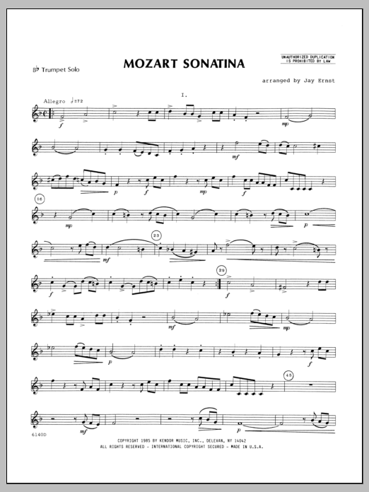 Mozart Sonatina - Trumpet (Brass Solo) von Ernst