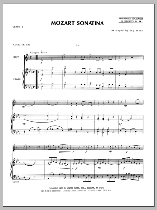 Mozart Sonatina - Piano (Brass Solo) von Ernst